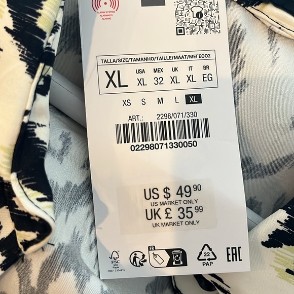 New Patterned Black and White shirt with Pink Accents - Picture 6 of 6